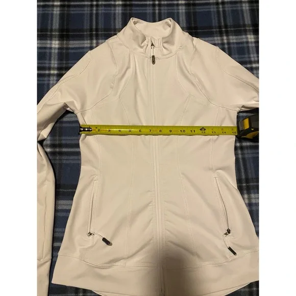 Kyodan Womens White Full Zip Athletic Jacket Thumbholes Mock Neck Yoga Gym Small - Picture 3 of 8